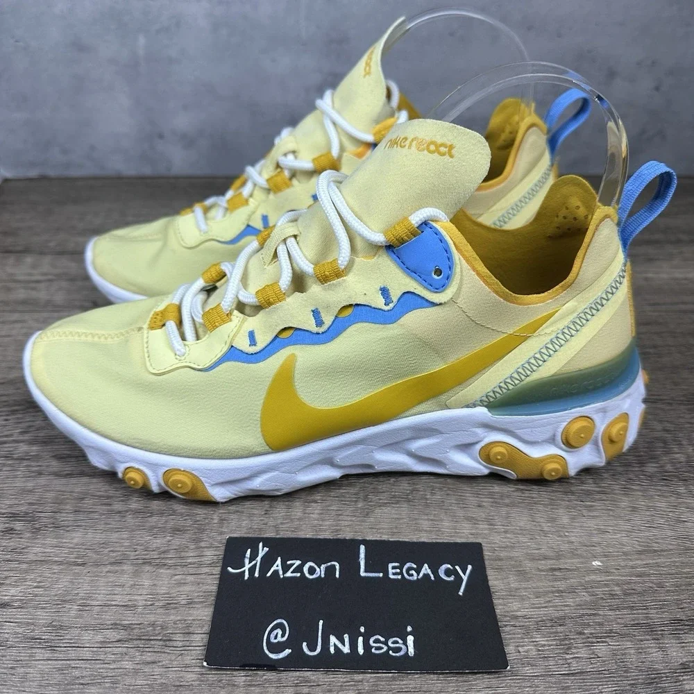 Nike~Women's~React Element 55 (BQ2728-700)Yellow/Blue Sneaker‎ Shoes Size 7.5